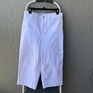 Talbots Flawless High Waist Wide Crop White Jean 10P